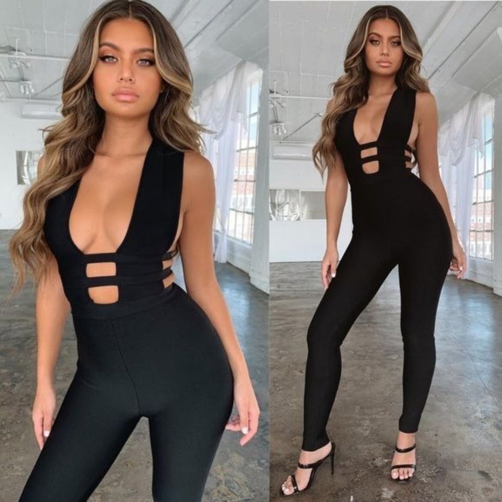 Tiger Mist Marilyn Cutout Jumpsuit in Black Small New Nwt Women's Catsuit outfit